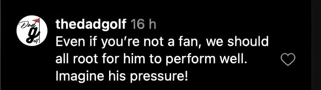 A fan talks about the pressure Charlie Woods faces. Image via Instagram @ziregolf